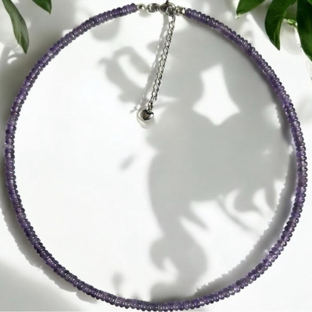 Handmade Amethyst Purple Seed Bead Choker Necklace